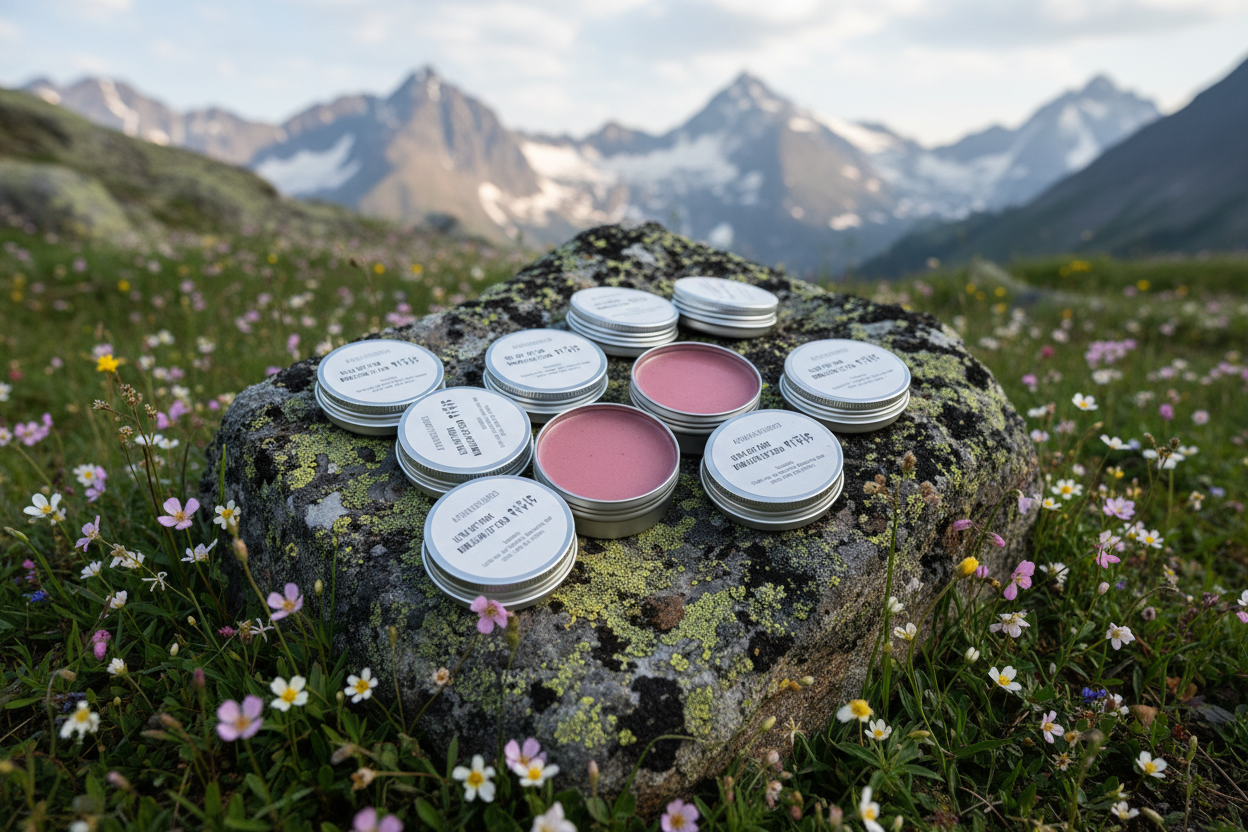 Lip scrub in alpine meadow
