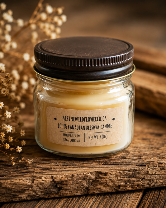 100% Beeswax Candle | 8 oz Mason Jar