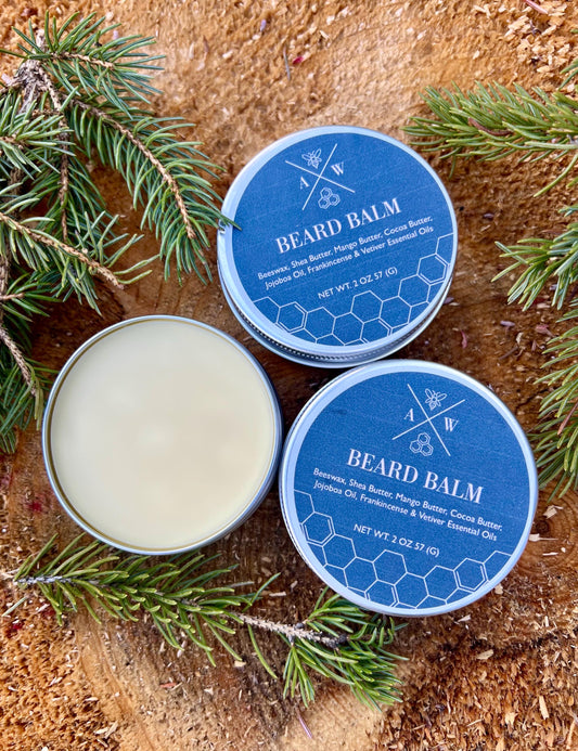 Beard Balm - Vetiver + Frankincense, Shea, Cocoa, Mango butter. Jojoba Oil. Eco Friendly Tin.
