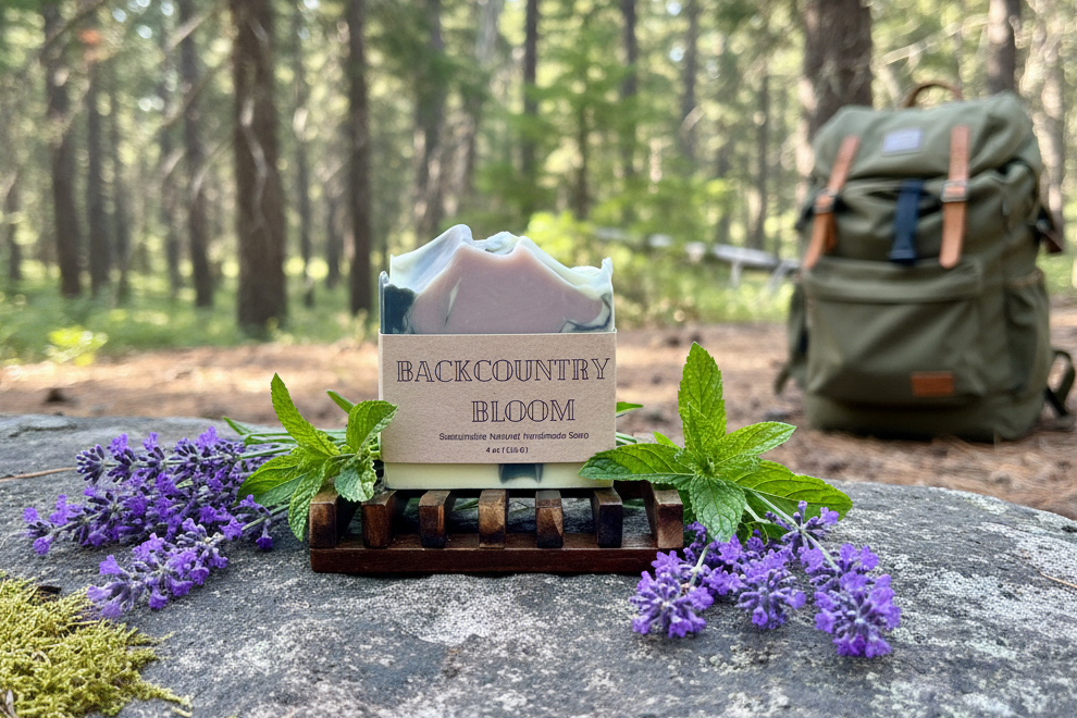 Backcountry Bloom Soap with Lavender, Forest and Backpack - Version 1
