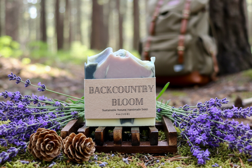 Backcountry Bloom Soap with Lavender, Forest and Backpack - Version 2