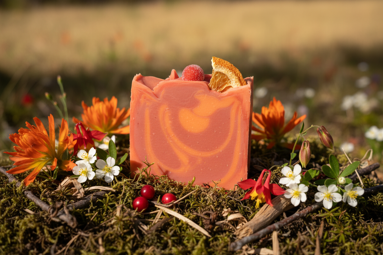 Cranberry Orange Soap with Alpine Wildflowers