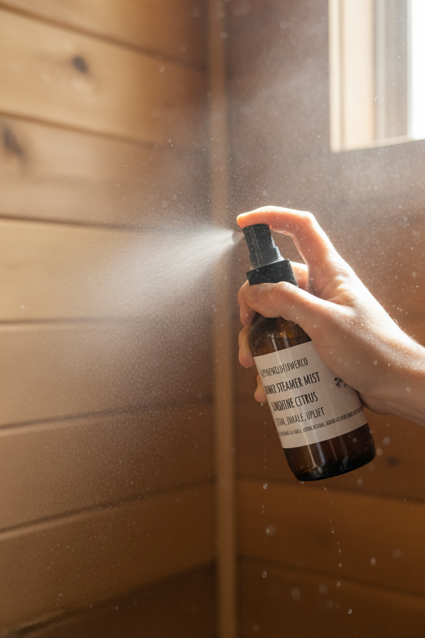 Hand spraying shower mist