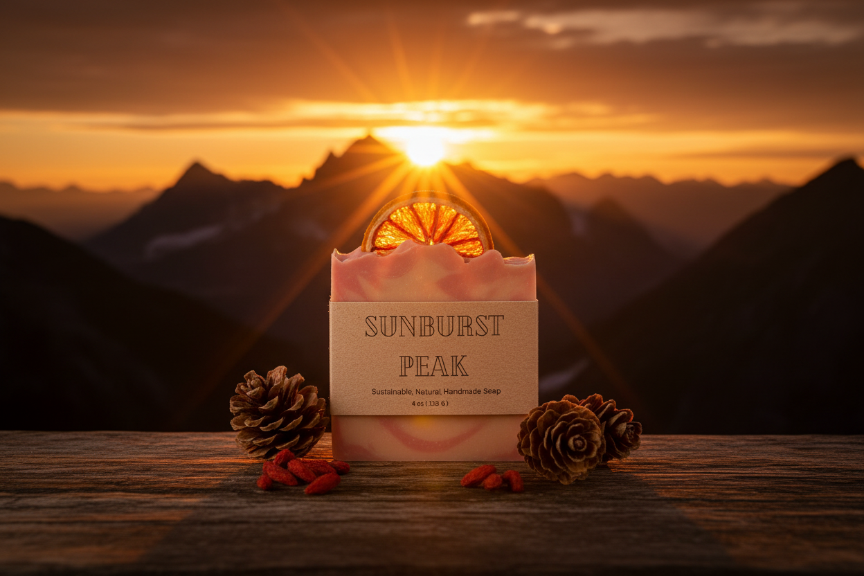 Sunburst Peak | Blood Orange Goji Berry Scented Soap - Hemp Seed Oil, Shea & Cocoa Butter