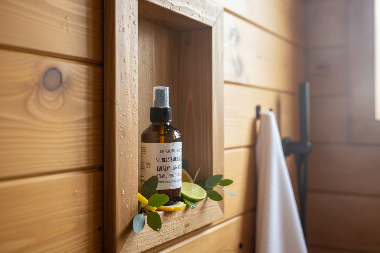 Shower mist with citrus and eucalyptus