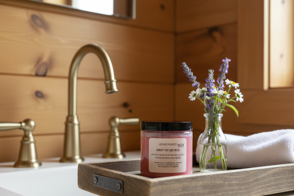 Single body polish on wooden tray