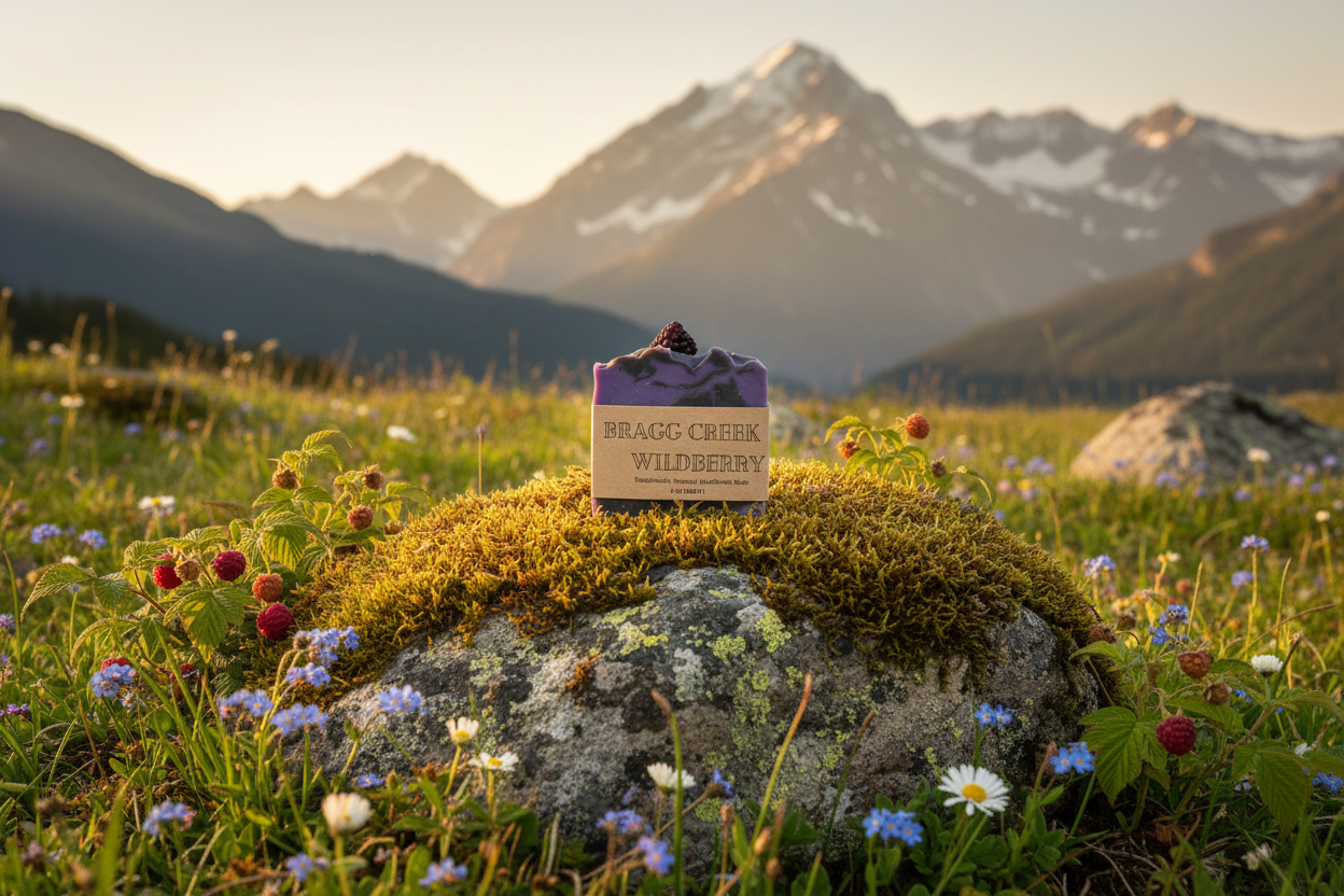 Wildberry soap in alpine meadow